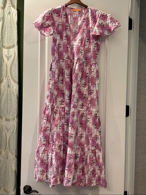 Oliphant Purple and White Floral-Print Dress